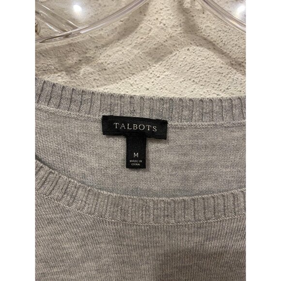 Talbots Sweater Womens Medium Gray Dalmatian Dog Graphic Crewneck Pullover - Picture 3 of 4